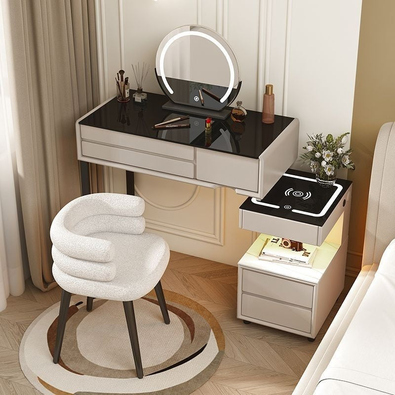 สมาร์ทเพิ่มเติมโต๊ะเครื่องแป้งไร้สายชาร์จห้องนอนแต่งหน้าตู้เพียงหนึ่งเดียวที่เรียบง่าย