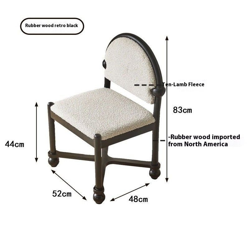 แท่นขุดเจาะโบราณสไตล์ที่เรียบง่ายหลังรองรับและหนังแกะออกแบบเก้าอี้ห้องนอนโต๊ะเครื่องแป้งเก้าอี้โบราณ