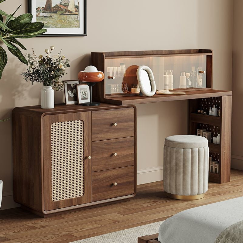 หวายทอกรอบเราสามารถทำโต๊ะเครื่องแป้งตู้หนึ่งโต๊ะเครื่องแป้งห้องนอนหลักมุมได้