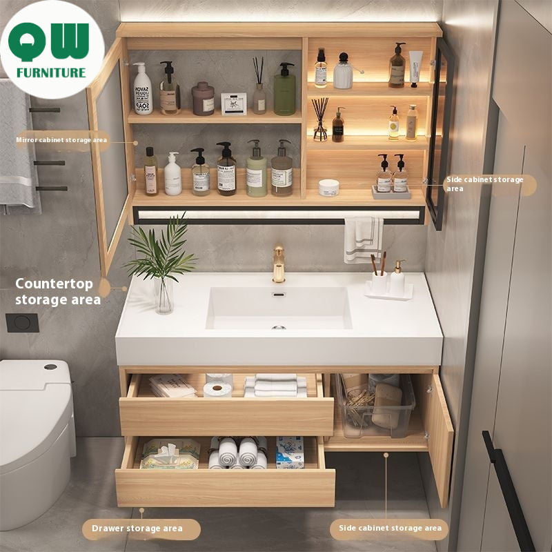 ห้องสมาร์ทตู้กระจกห้องน้ำในห้องน้ำชุดอ่างล้างมือ