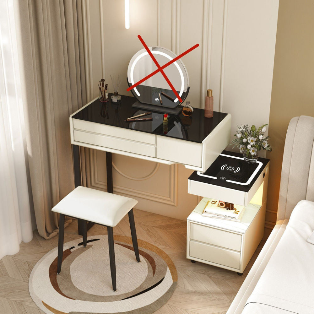 สมาร์ทเพิ่มเติมโต๊ะเครื่องแป้งไร้สายชาร์จห้องนอนแต่งหน้าตู้เพียงหนึ่งเดียวที่เรียบง่าย