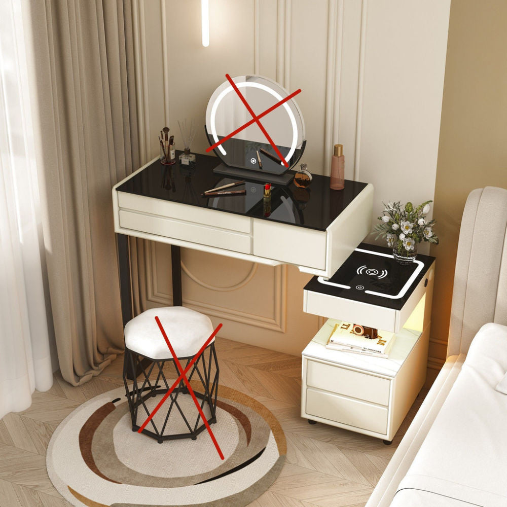 สมาร์ทเพิ่มเติมโต๊ะเครื่องแป้งไร้สายชาร์จห้องนอนแต่งหน้าตู้เพียงหนึ่งเดียวที่เรียบง่าย