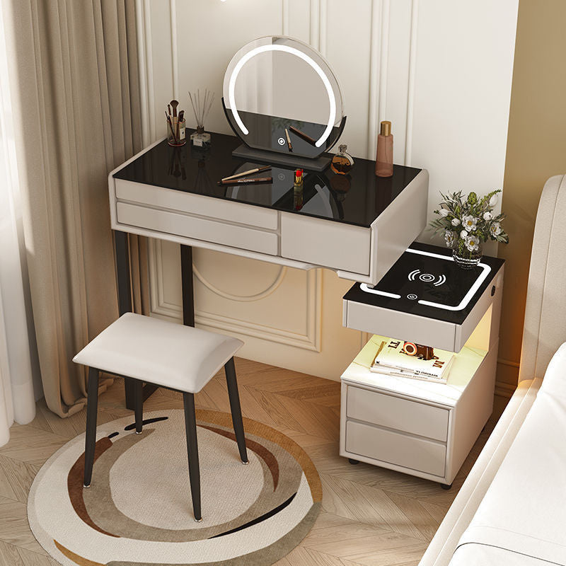 สมาร์ทเพิ่มเติมโต๊ะเครื่องแป้งไร้สายชาร์จห้องนอนแต่งหน้าตู้เพียงหนึ่งเดียวที่เรียบง่าย