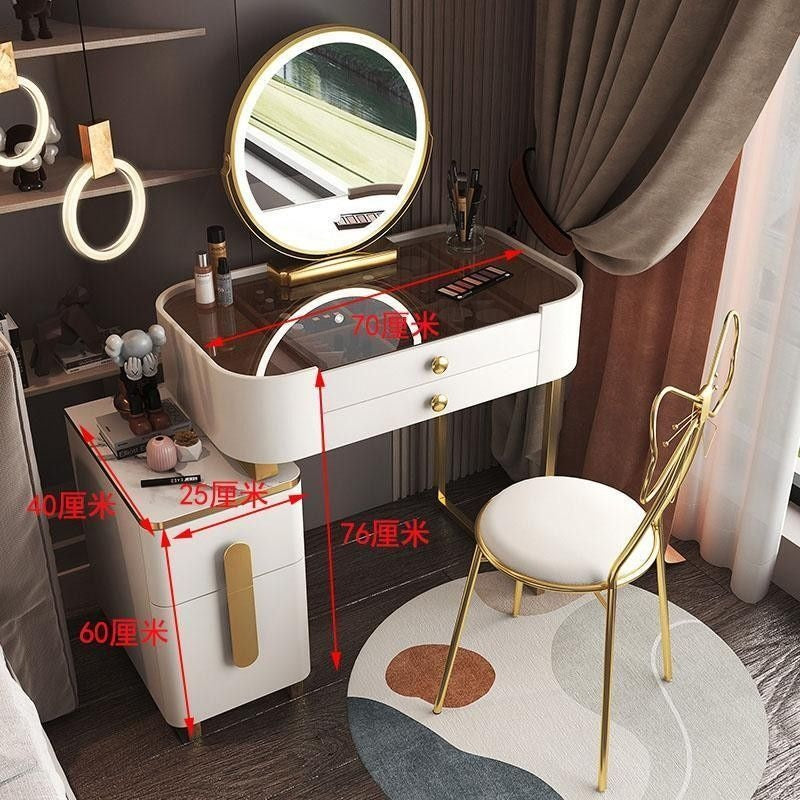 Modern Simple Dressing Table Bedside Storage Cabinet Bedroom Makeup Multifunctional Mirror Chair