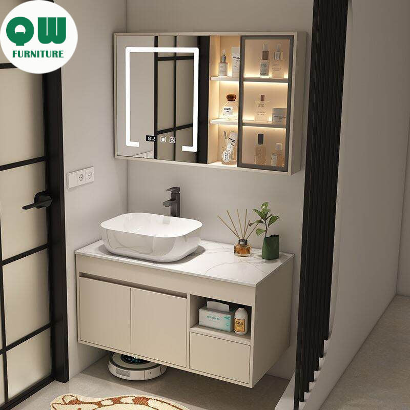 QW- Smart Bathroom, Mirror Bathroom Storage Cabinet, Basin Set