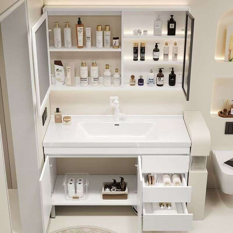 QW- Real Wood Storage Smart Mirror Cabinet Sink Set in the Bathroom