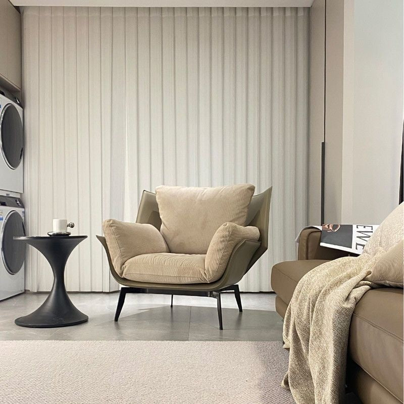 Light Luxury Italian Style Simple Home Design High Quality Single Sofa Fabric Balcony Lounge Chair Protect Spine