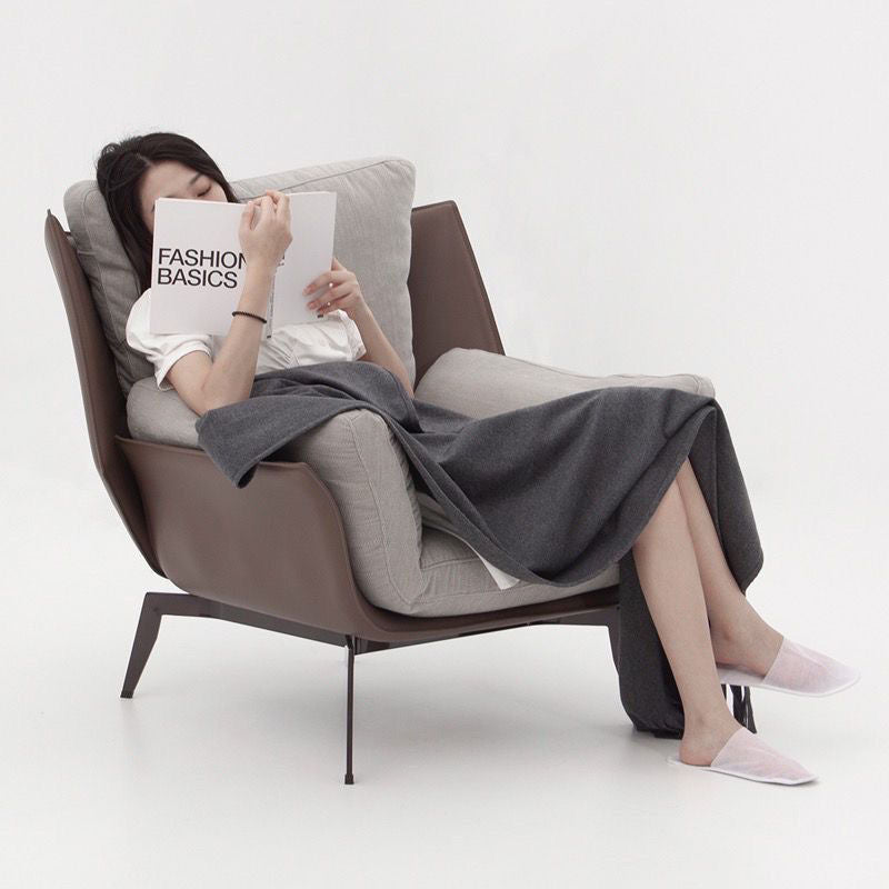 Light Luxury Italian Style Simple Home Design High Quality Single Sofa Fabric Balcony Lounge Chair Protect Spine