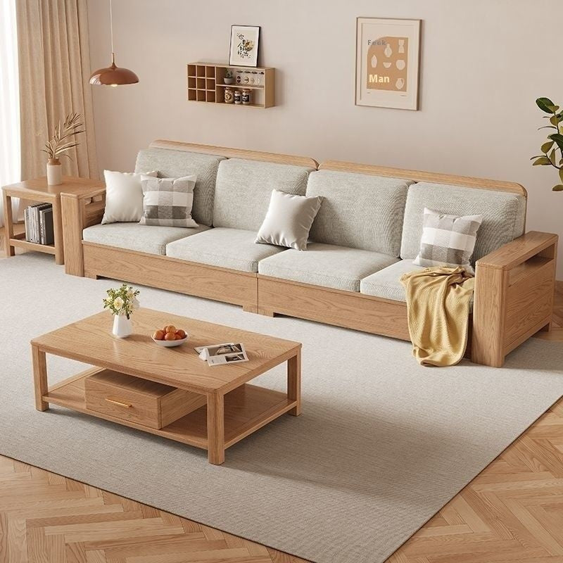 Nordic Fabric Solid Wood Furniture, Single Sofa, Double Sofa