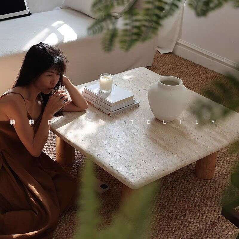 Stone Living Room Tea Japanese Style Coffee Table Natural Marble Furniture