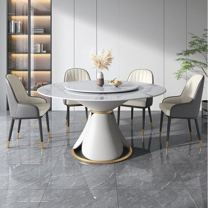 BKK Ready StockModern Luxury Round Marble Dining Table Set with Rotating Base Premium Italian Style For home use
