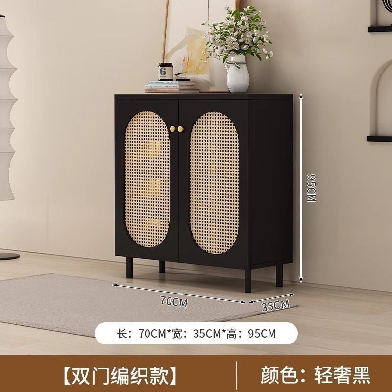 Storage Home Living Room Woven Rattan Door French Food High Capacity Shoe Cabinet