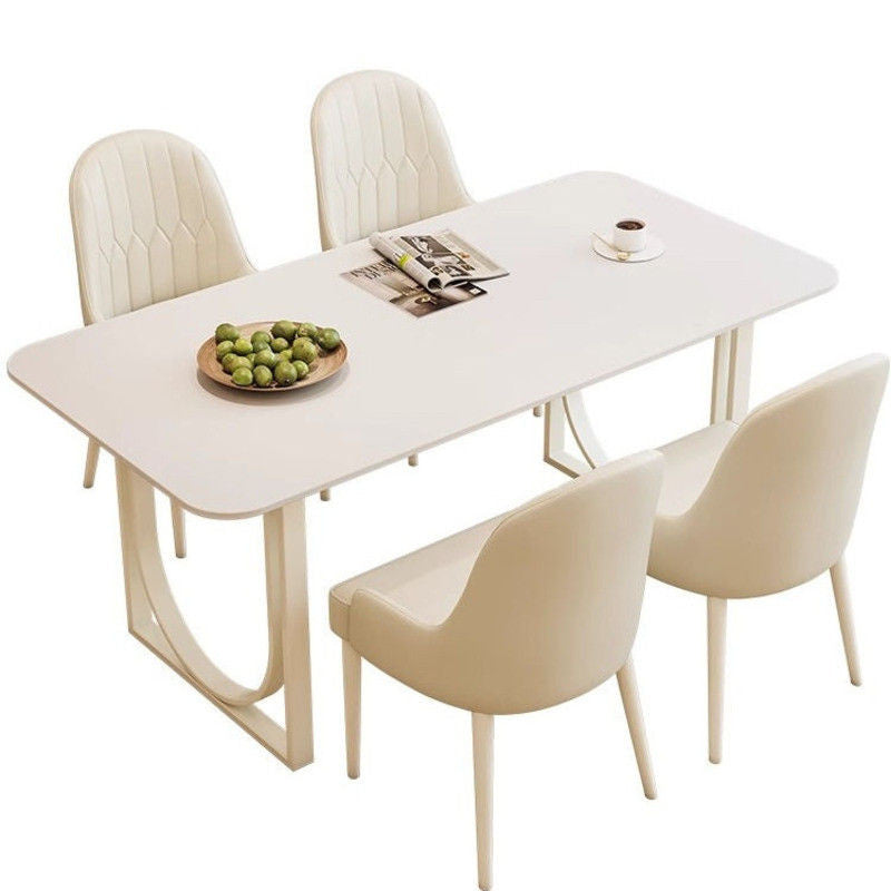 ส่วนฝรั่งเศสครีมรูปโดยรวมโต๊ะอาหารเก้าอี้รวมบ้านขนาดเล็กร้านอาหารโต๊ะสีขาว 