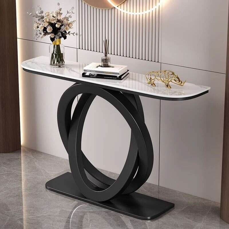 Light luxury tea Italian style room divider semi-circular modern, minimalist, wall-mounted, stone console table, end table