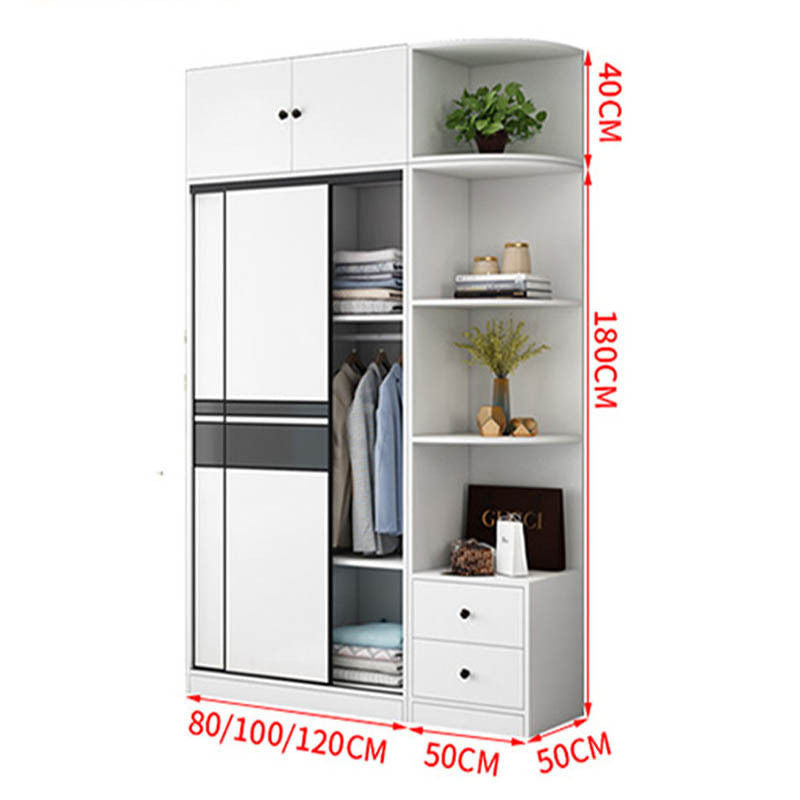 Solid wood home bedroom sliding door large wardrobe simple modern cabinet