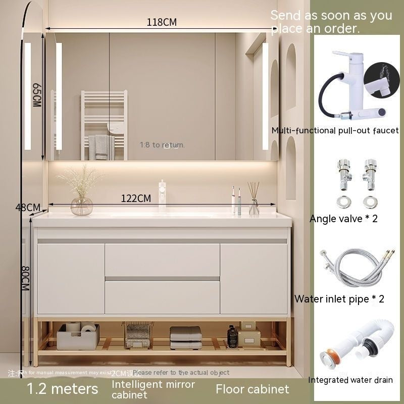 ห้องน้ำสไตล์ครีมห้องน้ำตู้กระจกสมาร์ทชุดห้องน้ำห้องน้ำ 