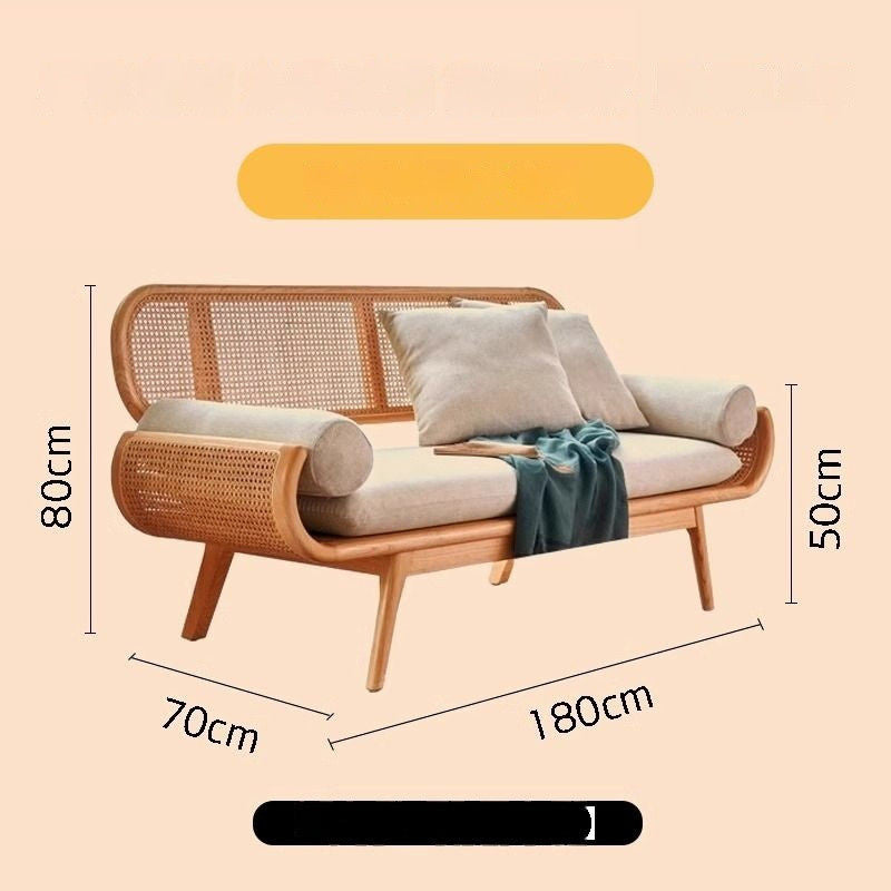 French Solid Wood Knitted Sofa Lazy Living Room Rattan Creative Small Indoor Leisure Chair