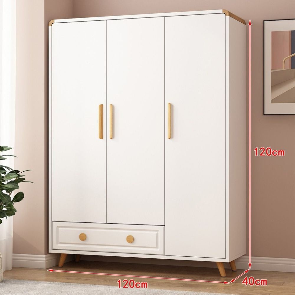 Solid Wood Bedroom Double Open Door Storage Cabinet Simple Wardrobe Multiple Sizes