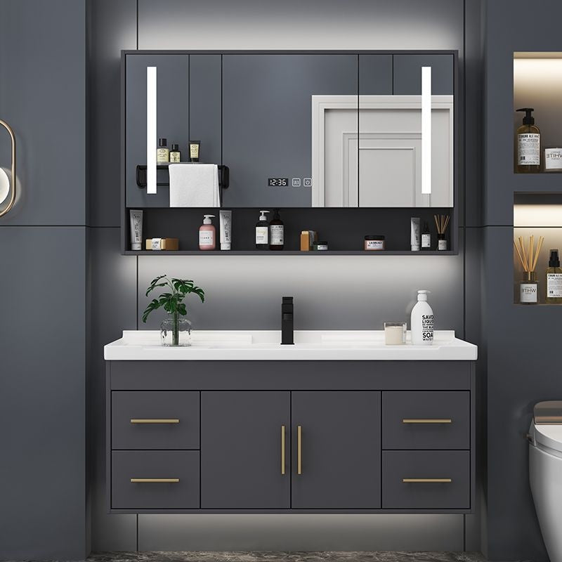 QW- Bathroom Smart Cabinet Modern Simple Ceramic Integrated Basin Washbasin Washstand Set