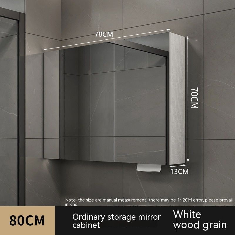 QW- Smart Solid Wood Wall Mounted Bathroom Mirror Storage Cabinet