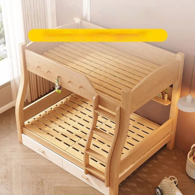 Thickened Wooden Double Upper and Lower Beds, Children's Solid Wood Bed, Multi-purpose, High-low, Includes Parent Bed