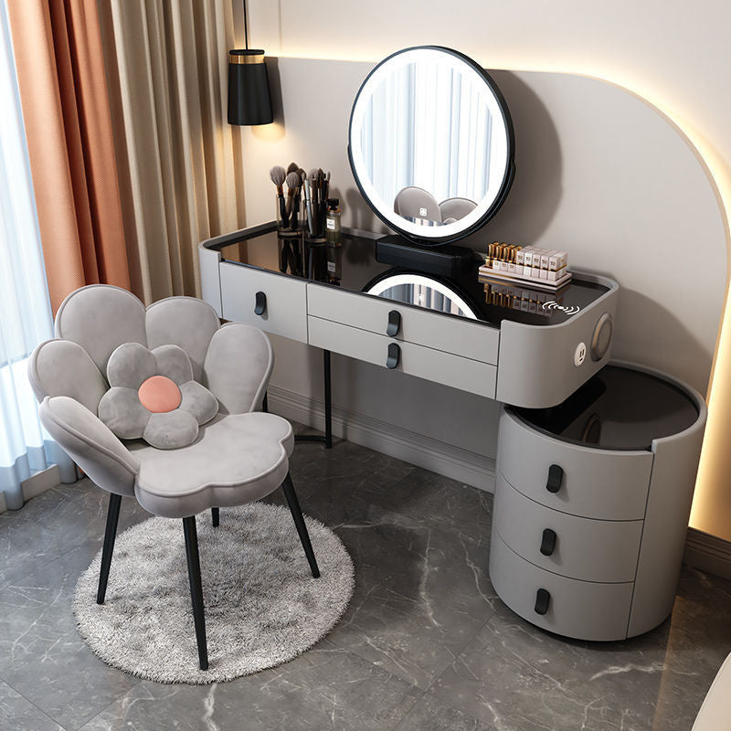 Simple solid wood smart bedroom table, multi-purpose dressing table with mirror, complete set