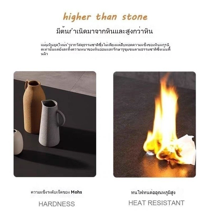 Italian light color elegant black with stone chairs combination modern simple home dining table