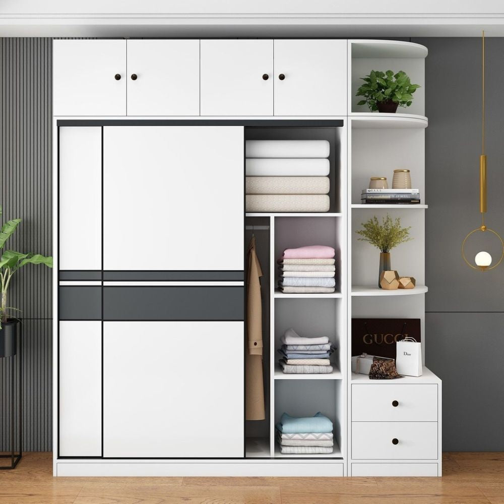 Solid wood home bedroom sliding door large wardrobe simple modern cabinet