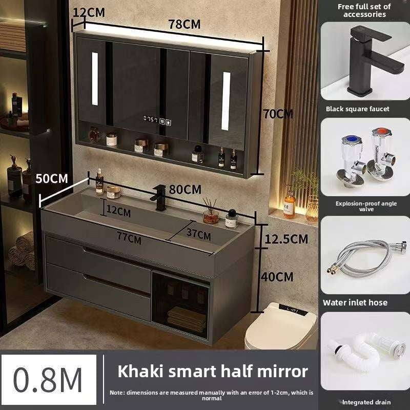 QW- Real Wood Storage Cabinet Smart Mirror in the Bathroom Sink Set