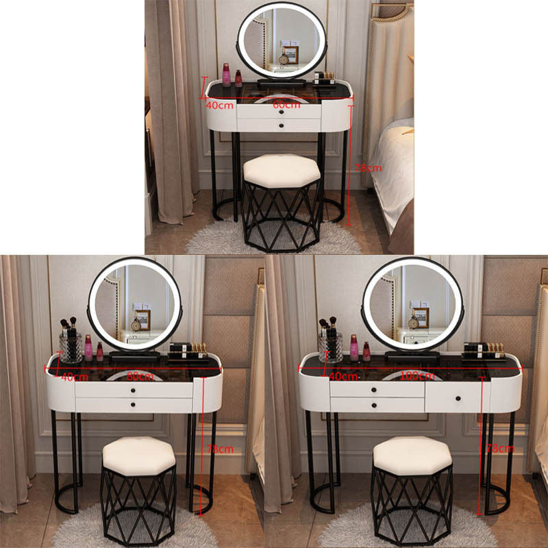 Bedroom TableModern Simple Clear Glass Makeup Dressing Table Set