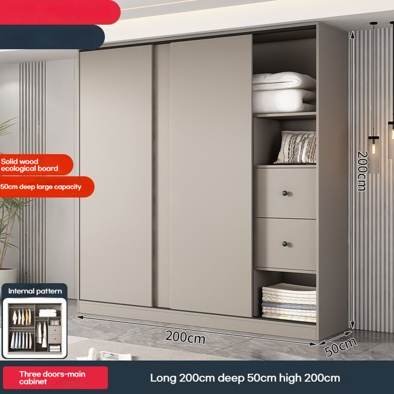 Solid Wood Home Bedroom Cream Wind Small House Modern Simple Multi-size Cabinet Top Side Wardrobe