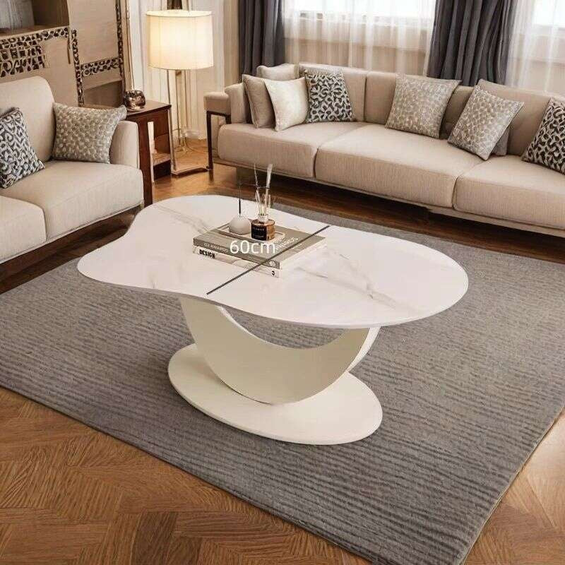Slate coffee table, modern, simple, living room, home, irregular shape. New style tea table
