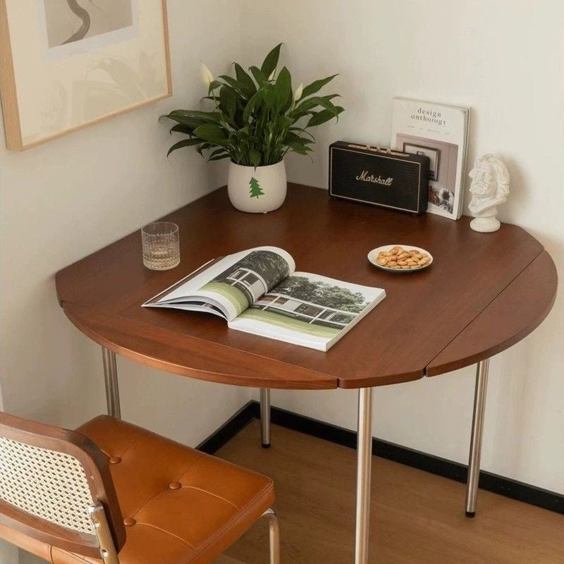 MASTERHOME โต๊ะพับได้ทรงกลมขนาดเล็กบ้านสแควร์โต๊ะรองรับสแตนเลสขาโต๊ะพับ 