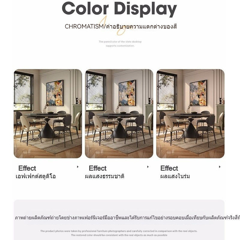 Black Flat Top - Round Turntable Modern Elegant Dining Table Design