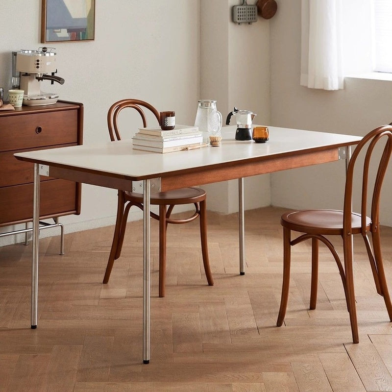 Nordic Style Dining Set with Solid Wood Top Square Table and Chairs