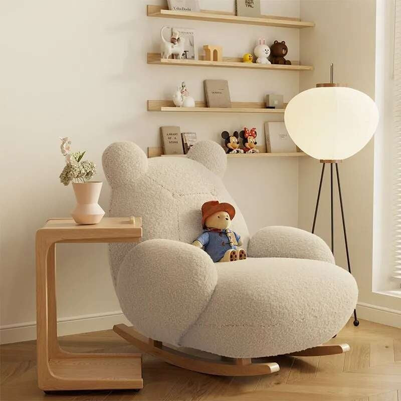 Single Rocking Living Room Little Bear Chair Leisure Cream Cute Lazy Sofa Multi-angle