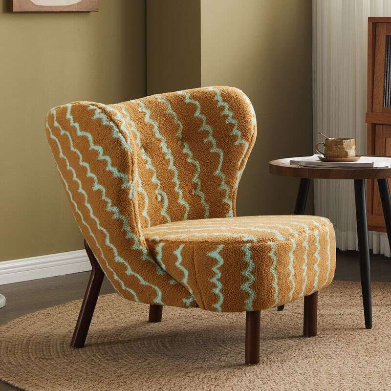 Simple Design Vintage Feeling Single Leisure Chair Sheepskin Jacquard Living Room Balcony Lazy Sofa