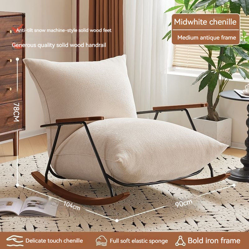 Light Luxury Simple Design Felt Single Sofa Cotton Hemp Rocking Lounge Chair Small Home Living Room Balcony Flower Cloth