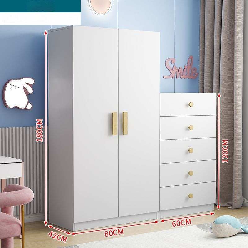 Solid Wood Home Bedroom Modern Baby Children Simple Storage Cabinet with Drawers Wardrobe