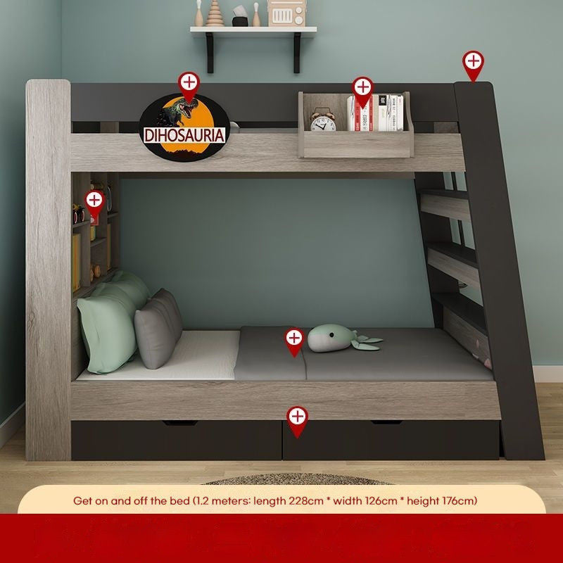 Nordic Creative High Low Mother Up and Children's Two-layer Bed Down 1.2 / 1.5 Meters