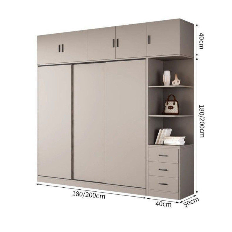 Solid Wood Home Bedroom Cream Wind Small House Modern Simple Multi-size Cabinet Top Side Wardrobe