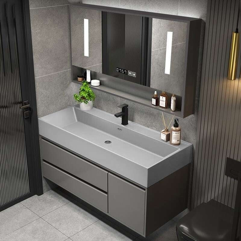 QW- Stone Basin Smart Mirror Bathroom Storage Cabinet
