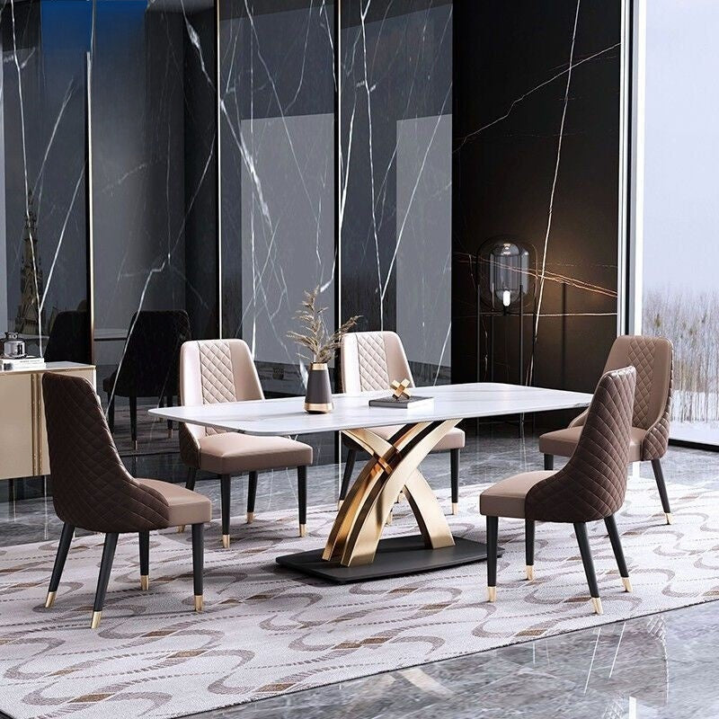 Marble dining minimalist style, luxurious modern square table, Italian design, compact size for condos.
