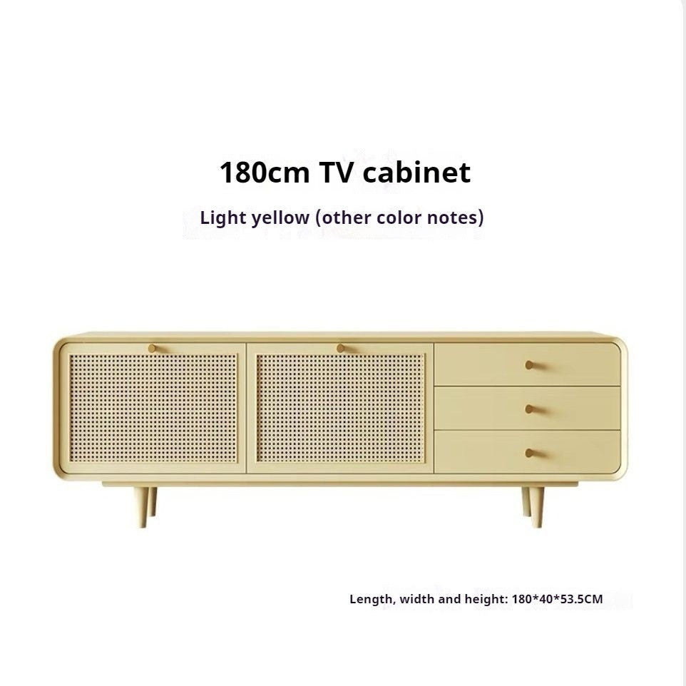 Nordic simple luxury solid wood living room coffee table cabinet combined large capacity TV shelf