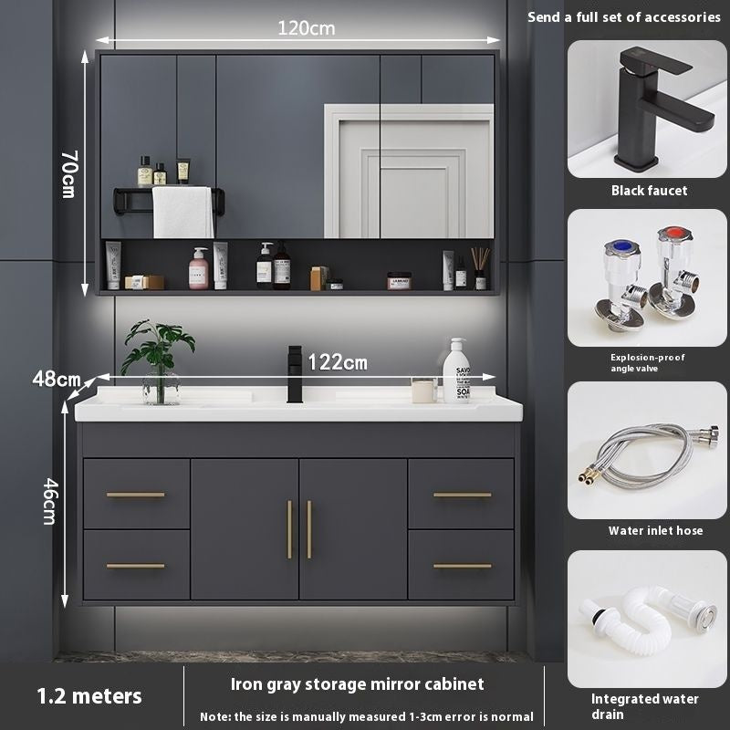 QW- Bathroom Smart Cabinet Modern Simple Ceramic Integrated Basin Washbasin Washstand Set