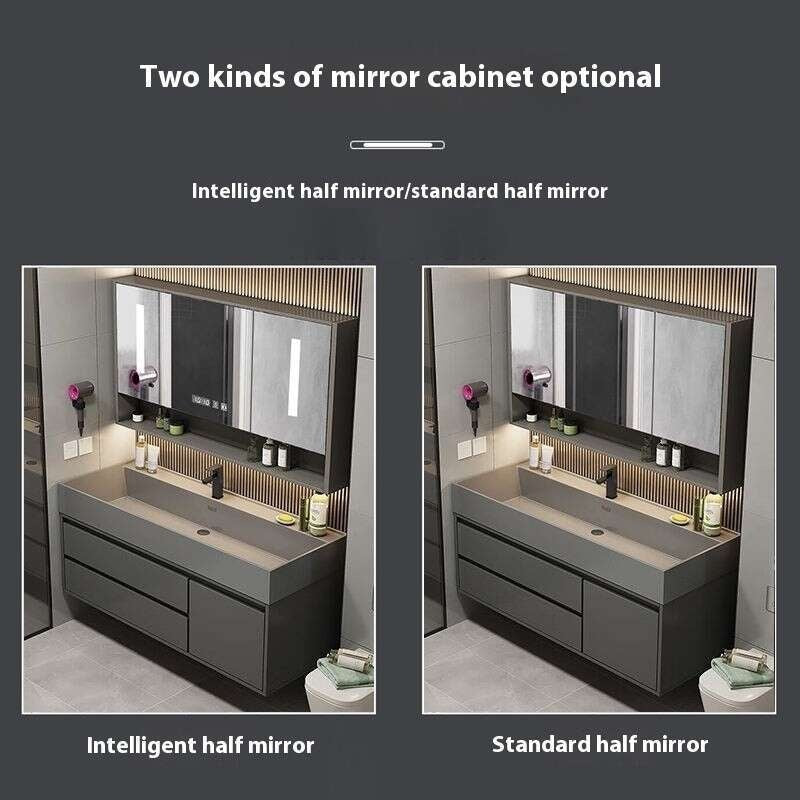 QW- Stone Basin Smart Mirror Bathroom Storage Cabinet