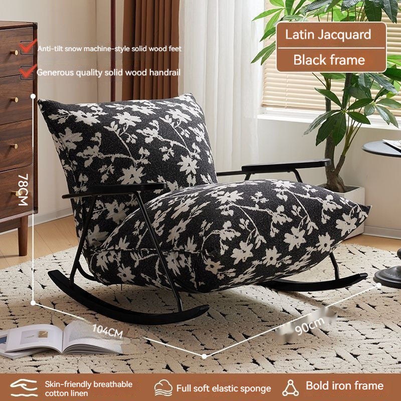 Light Luxury Simple Design Felt Single Sofa Cotton Hemp Rocking Lounge Chair Small Home Living Room Balcony Flower Cloth