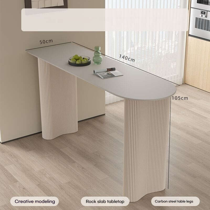 Stone household living room table, kitchen partition edge, bar counter, balcony with semicircular wall, elegant lighting, high table