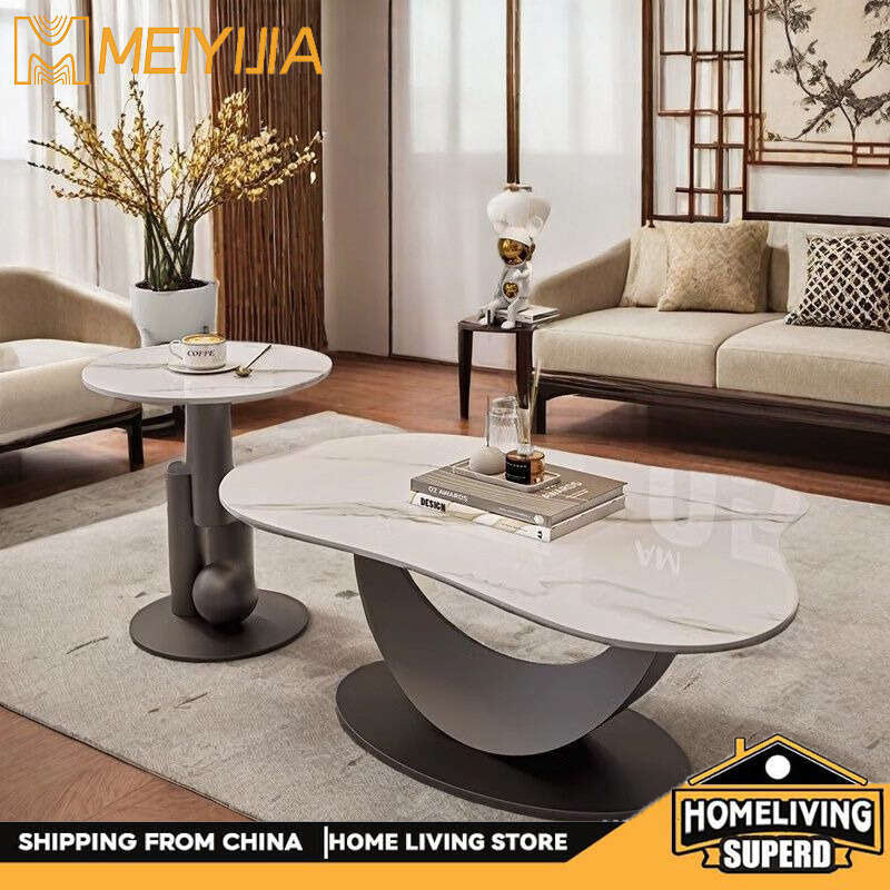 Slate coffee table, modern, simple, living room, home, irregular shape. New style tea table