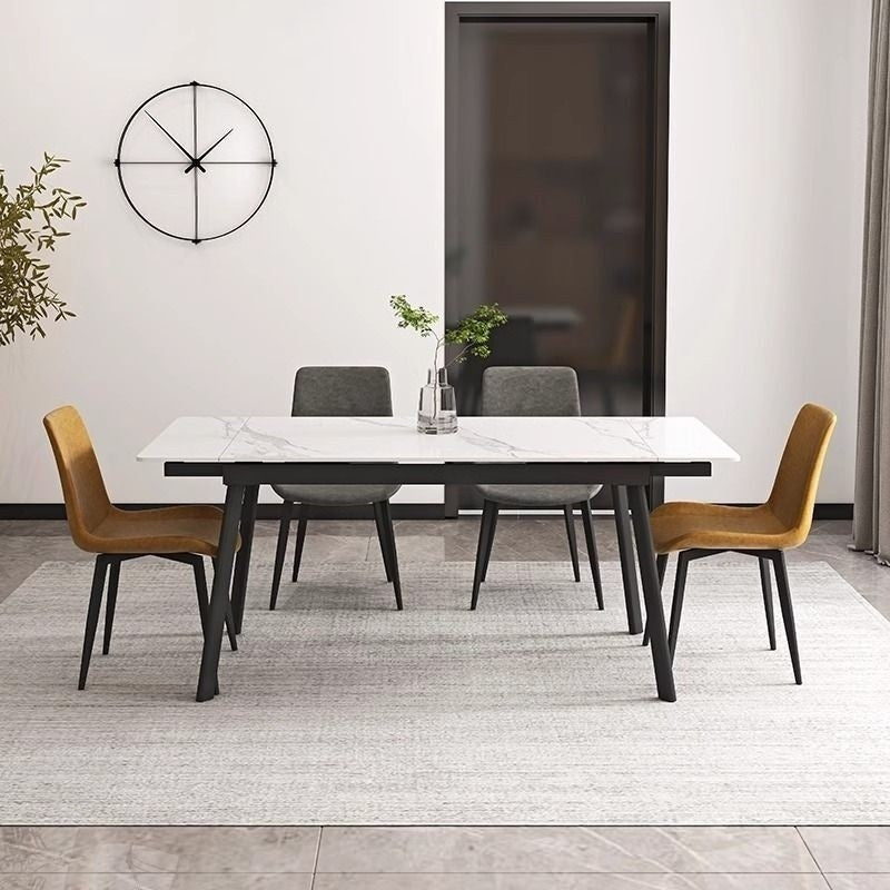 Small Italian Marble Dining Table Extendable Rectangular Elegant Modern For Home Durable